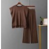 Conjunto de punto camiseta sin mangas y Pantalones plizado