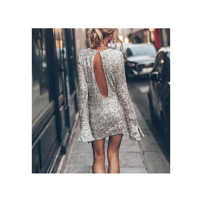 Vestido corto Lentejuelas plateado