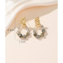 Pendientes cuarzo gris y dorado