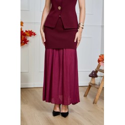 Falda elegante con elástico SK864 | burdeos