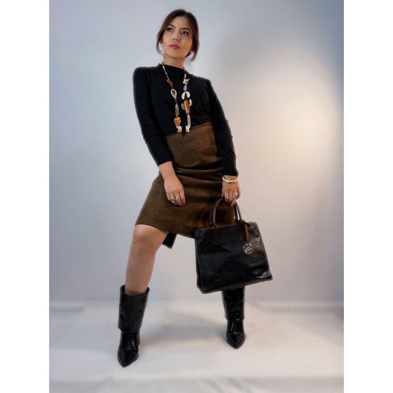 Falda Gamuza Café  T. 42