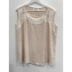 Blusa Lino con encaje