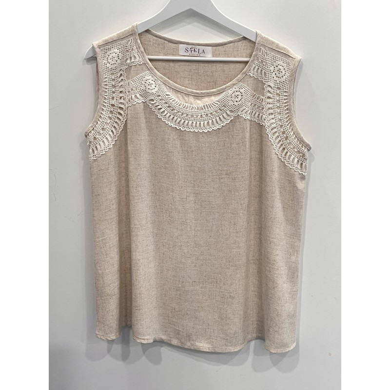 Blusa Lino con encaje