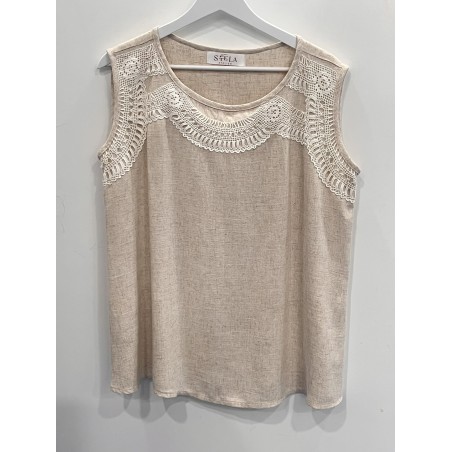 Blusa Lino con encaje