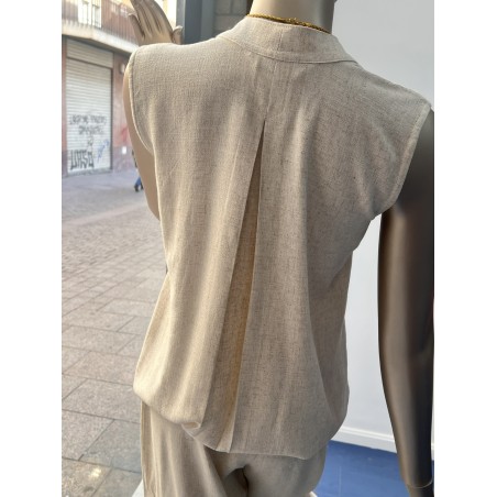 Bulsa cuello militar lino beige